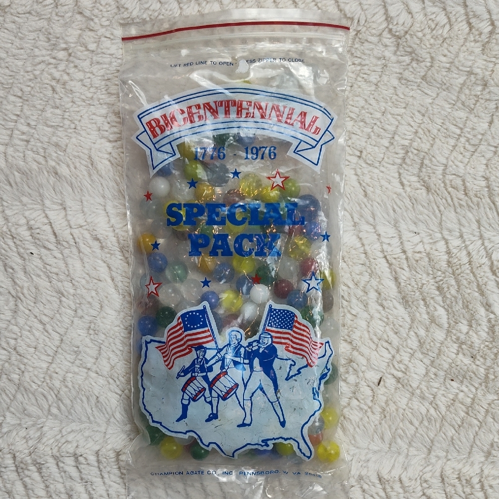 Bicentennial 1776 To 1976 Special Pack Marbles Champion Agate New Old Stock